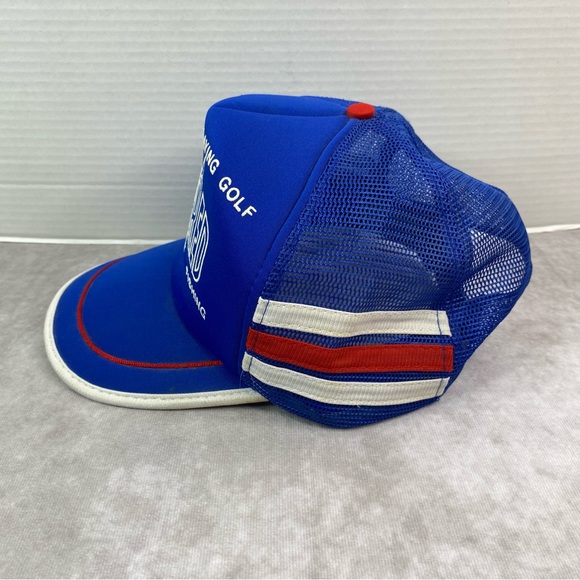 Vintage Three Stripe Retired Trucker Hat Adult Blue Retro 80s Fishing Golf Mesh - Picture 4 of 11